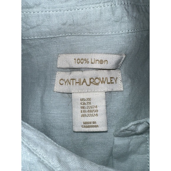 Cynthia‎ Rowley Plus Size 2X Linen Shirt Tunic Light Blue - Picture 5 of 5